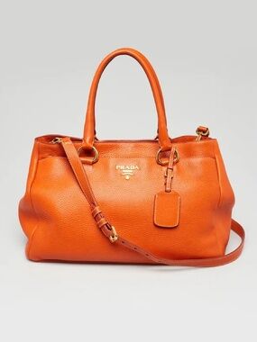 💫 Prada Vitello Daino Top Handle Bag – Papaya (Orange)